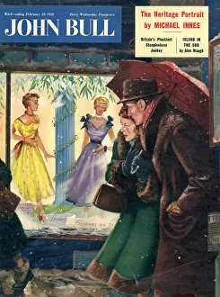 John Bull 1956 1950s UK womens couples window shopping magazines clothing clothes John Bull 1956 1950s UK womens couples window shopping magazines clothing clothes