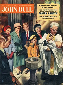 John Bull 1957 1950s UK christenings baptizing churches vicars priests fonts magazines John Bull 1957 1950s UK christenings baptizing churches vicars priests fonts magazines