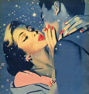 Images Dated 6th October 2008: John Bull no date 1950s UK womens story illustrations kissing kisses