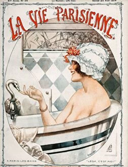La Vie Parisienne 1919 1910s France Cheri Herouard magazines baths bathing hats