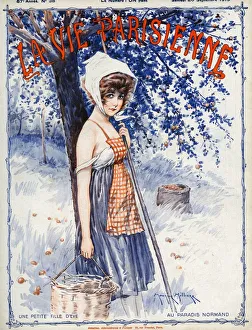La Vie Parisienne 1919 1910s France Maurice Milliere magazines fruit picking apples La Vie Parisienne 1919 1910s France Maurice Milliere magazines fruit picking apples
