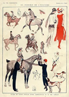 La Vie Parisienne 1920s France L Vallet illustrations woman women riding horses fox La Vie Parisienne 1920s France L Vallet illustrations woman women riding horses fox
