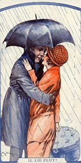 Images Dated 24th September 2009: La Vie Parisienne 1923 1920s France Maurice Milliere illustrations raining umbrellas