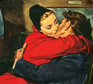 Romance 1953 1950s UK Fairbairn womens story illustrations cpi W kissing kisses Romance 1953 1950s UK Fairbairn womens story illustrations cpi W kissing kisses