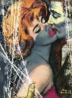 Romance 1961 1960s UK Oliver Brabbins womens story illistrations kissing cpi W kisses Romance 1961 1960s UK Oliver Brabbins womens story illistrations kissing cpi W kisses