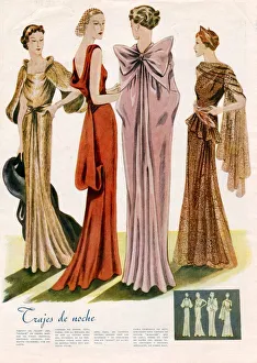 Spanish Fashion Evening Dresses 1935 1930s Spain cc pattern books womens dresses Spanish Fashion Evening Dresses 1935 1930s Spain cc pattern books womens dresses