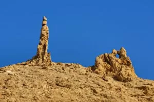 Lots wife Pillar of Salt rock formation beside the Dead Sea, Jordan