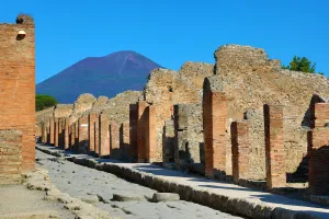Street and ruins of houses in the ancient Roman city of Pompeii, Italy Street and ruins of houses in the ancient Roman city of Pompeii, Italy