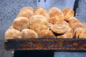 Traditional Moroccan flat bread on sale in the street in the Medina of Rabat, Morocco Traditional Moroccan flat bread on sale in the street in the Medina of Rabat, Morocco