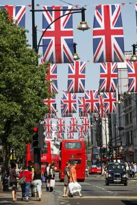 Union Jack Flags in Oxford Street, London