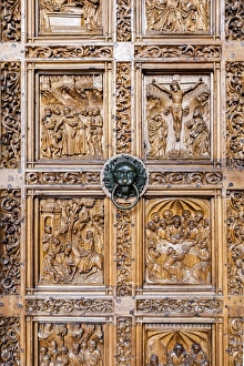 A carved door at the cathedral in Konstanz, Germany A carved door at the cathedral in Konstanz, Germany