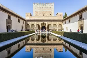 Alhambra Palace Gallery: The Court of the Myrtles at the Alhambra Palace in Spain