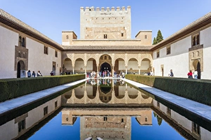 The Court of the Myrtles at the Alhambra Palace in Spain The Court of the Myrtles at the Alhambra Palace in Spain