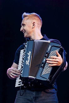 Daniel Anthony Gillespie of Skerryvore playing at Oban Live in Scotland Daniel Anthony Gillespie of Skerryvore playing at Oban Live in Scotland