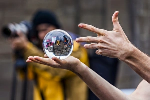 The juggler Tom Pompadom at the 2015 Edinburgh Fringe Festival, Scotland The juggler Tom Pompadom at the 2015 Edinburgh Fringe Festival, Scotland