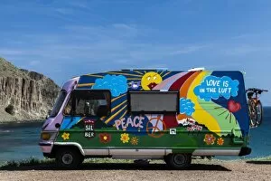 Images Dated 4th March 2012: A multicoloured motorhome at La Isleta in Spain