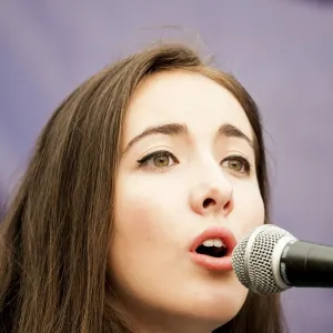 Prints of Aine Mallon, singer with The Armagh Pipers Club. Photographed at the Piping Live! festival 2014 in Glasgow, Scotland County Armagh Prints: Aine Mallon Print, Pipers Club Singer