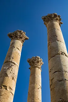 Tall pillars at the Temple of Artemis at the Roman city in Jerash, Jordan Tall pillars at the Temple of Artemis at the Roman city in Jerash, Jordan