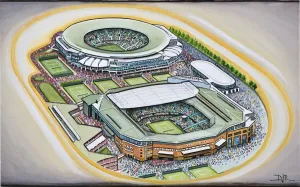 Tennis Prints: Wimbledon Championships Print - Centre Court and Court No1