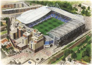 Chelsea Prints: Stamford Bridge Print - A Watercolour of Chelsea F.C.'s Home Stadium