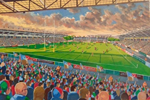 Stadium Art Prints: The Stoop Stadium Print - Harlequins Rugby Union Club Matchday Atmosphere