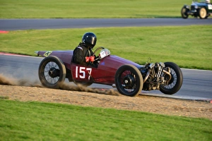 <b class=qtipBold><figcaption>Charlie Martin, Morgan Special</figcaption></b><br>Charlie Martin, Morgan Special, VSCC Seaman trophy meeting at Snetterton. Under control but on the grass and gravel.<br><em>© (C)2013 Chris McEvoy, all rights reserved</em> Charlie Martin, Morgan Special