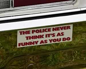 <b class=qtipBold><figcaption>CM23 8890 Police Car Bumper Sticker</figcaption></b><br>Police Car Bumper Sticker, American Speedfest VI, Brands Hatch, June 2018, automobiles, Autosport, cars, circuit racing, England, entertainment, European, Kent, motor racing, motor sport, motorracing, racing, track racing, nostalgia, classic cars, historic cars, sports cars,<br><em>© 2018 Chris McEvoy, www.cjm-photography.co.uk, all rights reserved</em> CM23 8890 Police Car Bumper Sticker