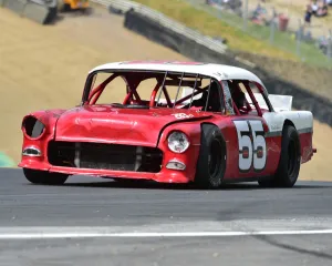 <b class=qtipBold><figcaption>CM24 0147 Chevrolet BelAir</figcaption></b><br>Chevrolet BelAir, NASCAR, American Speedfest VI, Brands Hatch, June 2018, automobiles, Autosport, cars, circuit racing, England, entertainment, European, Kent, motor racing, motor sport, motorracing, racing, track racing, nostalgia, classic cars, historic cars, stock cars, American cars,<br><em>© 2018 Chris McEvoy, www.cjm-photography.co.uk, all rights reserved</em> CM24 0147 Chevrolet BelAir