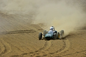 <b class=qtipBold><figcaption>CM9 3172 David Innes, Lotus 27</figcaption></b><br>A trip through the gravel trap, David Innes, Lotus 27, FJHRA, Historic Formula Junior Championship, HSCC Super Prix Brands Hatch 2015, 2015, Autosport, Brands Hatch, cars, circuit racing, classic cars, classic motor sport, Classic Racing, England, Historic Racing, Historic Sports Car Club, HSCC, HSCC Super Prix 11/12 July 2015, HSCC Super Prix July 2015, Kent, motor sport, nostalgia, racing, racing cars, speed<br><em>© ©2015 Chris McEvoy, all rights reserved, www.cjm-photography.co.uk</em> CM9 3172 David Innes, Lotus 27