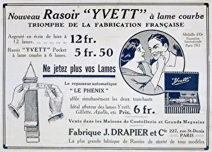 Advertisement for the Yvett pocket razor and a strop for sharpening razors. From Advertisement for the Yvett pocket razor and a strop for sharpening razors. From
