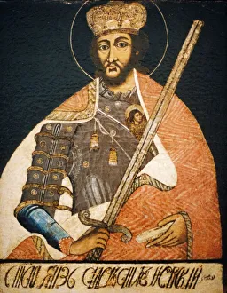 18th Century Portrait of Alexander Nevsky as a Warrior Saint