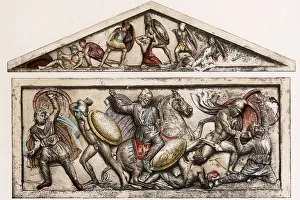 Alexander Sarcophagus' 4th century BC showing battle scenes of time of Alexander Alexander Sarcophagus' 4th century BC showing battle scenes of time of Alexander