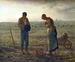 Artist Gallery: The Angelus (c1857-1859). At the sound of the Angelus bell from the church in the distance