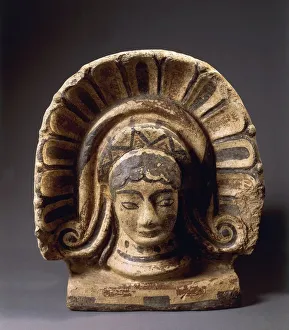 Antefix in the shape of female head, from Cerveteri, Rome province, Italy Antefix in the shape of female head, from Cerveteri, Rome province, Italy