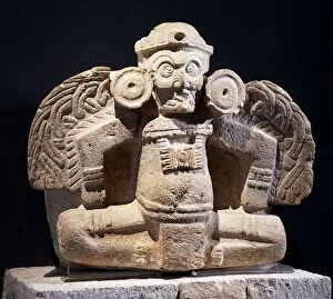 Anthropomorphic stone statue of goddess of the night in form of owl