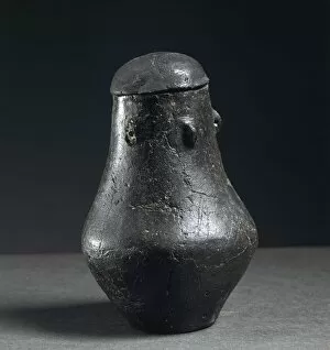 Anthropomorphic terracotta cinerary urn, from Borucino, Gdansk
