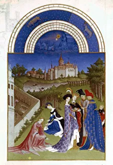 April: Planetary figure of Sun in his chariot: Zodiac figures of Aries (Ram) and Taurus April: Planetary figure of Sun in his chariot: Zodiac figures of Aries (Ram) and Taurus