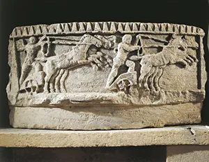 Architectural fragment representing a winged genius guiding a chariot on the circus Architectural fragment representing a winged genius guiding a chariot on the circus