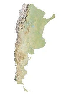 Argentina, Relief Map With Province Boundaries