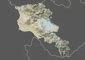 Armenia, Relief Map With Border and Mask