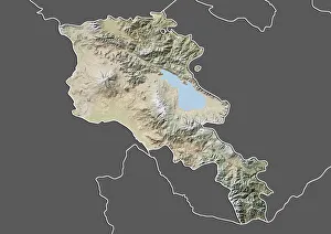 Armenia, Relief Map With Border and Mask Armenia, Relief Map With Border and Mask
