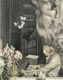 Austria, Allegory on the musical creation of Franz Joseph Haydn (1732-1809), print, detail Austria, Allegory on the musical creation of Franz Joseph Haydn (1732-1809), print, detail