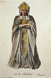 Austria, Vienna, Costume sketch for Sarastro in The Magic Flute by Wolfgang Amadeus Mozart for a performance in Vienna