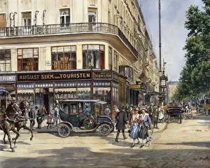 Austria, Vienna, View of the Kartner Ring by Augusto Mondlich, watercolor Austria, Vienna, View of the Kartner Ring by Augusto Mondlich, watercolor