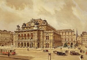 Austria, Vienna, View of the Wiener Staatsoper (Vienna State Opera), color print, 1925