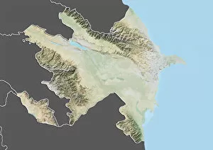 Azerbaijan Collection: Azerbaijan, Relief Map With Border and Mask