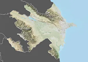 Azerbaijan, Relief Map With Border and Mask Azerbaijan, Relief Map With Border and Mask