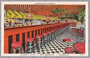 Midwest Collection: Bar in the Subway Cafe. ca. 1934, Chicago, Illinois, USA, LONGEST BAR IN THE WORLD