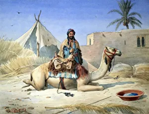 A Bedouin beside his Camel, probably in Egypt', c1836-1843. Watercolour. Emile A Bedouin beside his Camel, probably in Egypt', c1836-1843. Watercolour. Emile
