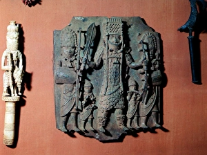 Benin bronze: plaque of warrior chief of the Bini tribe, Benin, Nigeria. British Museum Benin bronze: plaque of warrior chief of the Bini tribe, Benin, Nigeria. British Museum